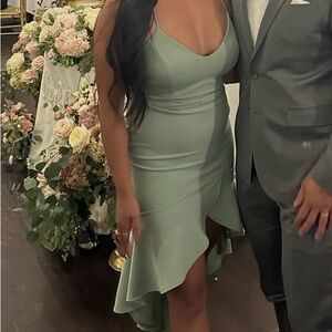Windsor Sage Green High-Low Slip Dress
